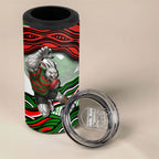 Personalized South Sydney Rabbitohs 4 in 1 Can Cooler Tumbler Aboriginal Dot Art - Dreamtime Rugby Mascot