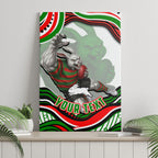 Personalized South Sydney Rabbitohs Canvas Wall Art Aboriginal Dot Art - Dreamtime Rugby Mascot