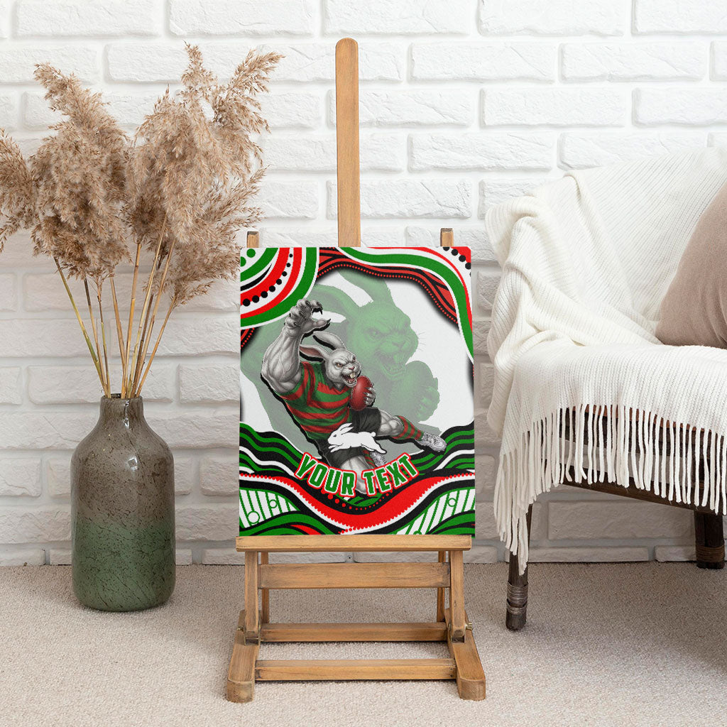 Personalized South Sydney Rabbitohs Canvas Wall Art Aboriginal Dot Art - Dreamtime Rugby Mascot