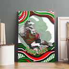 Personalized South Sydney Rabbitohs Canvas Wall Art Aboriginal Dot Art - Dreamtime Rugby Mascot