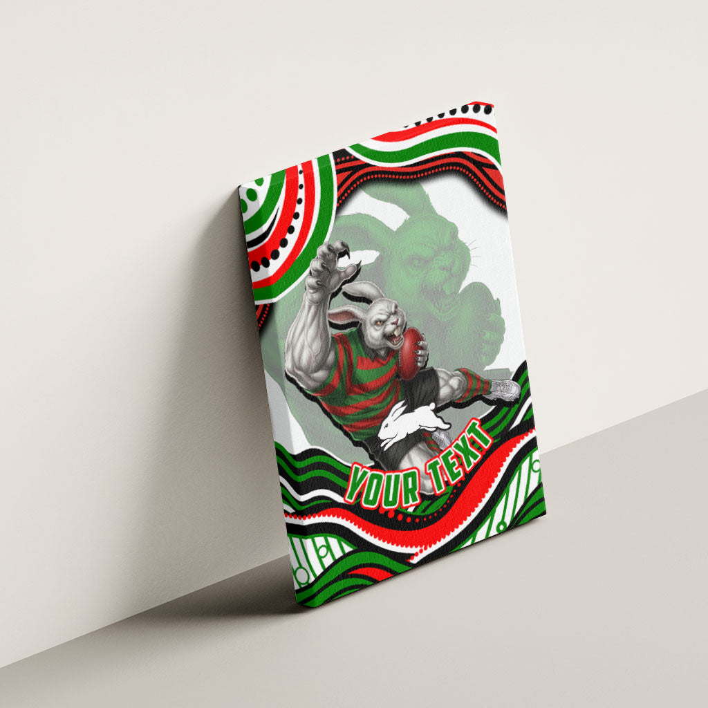 Personalized South Sydney Rabbitohs Canvas Wall Art Aboriginal Dot Art - Dreamtime Rugby Mascot