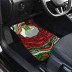 Personalized South Sydney Rabbitohs Car Mats Aboriginal Dot Art - Dreamtime Rugby Mascot
