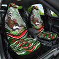 Personalized South Sydney Rabbitohs Car Seat Cover Aboriginal Dot Art - Dreamtime Rugby Mascot