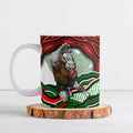 Personalized South Sydney Rabbitohs Ceramic Mug Aboriginal Dot Art - Dreamtime Rugby Mascot