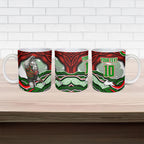 Personalized South Sydney Rabbitohs Ceramic Mug Aboriginal Dot Art - Dreamtime Rugby Mascot