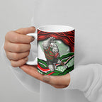 Personalized South Sydney Rabbitohs Ceramic Mug Aboriginal Dot Art - Dreamtime Rugby Mascot