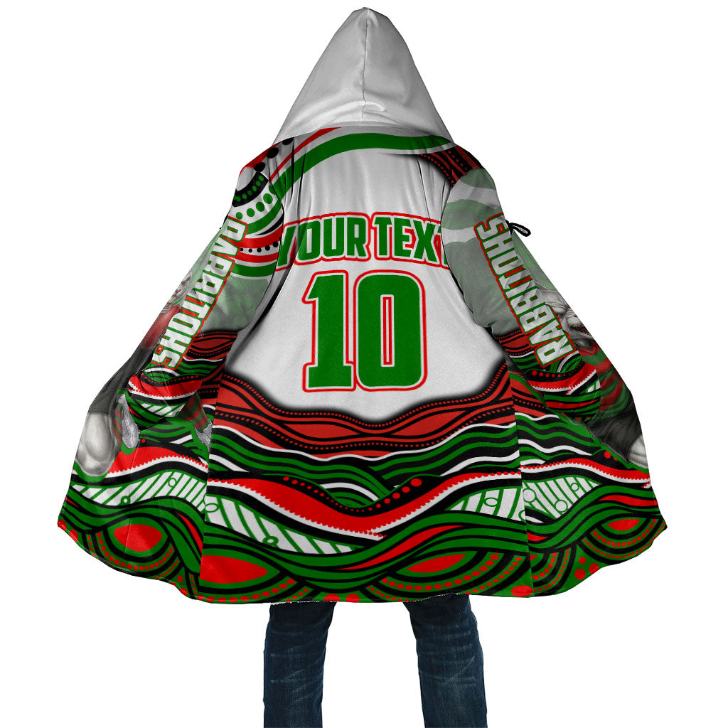 Personalized South Sydney Rabbitohs Cloak Aboriginal Dot Art - Dreamtime Rugby Mascot