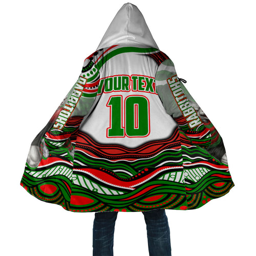 Personalized South Sydney Rabbitohs Cloak Aboriginal Dot Art - Dreamtime Rugby Mascot