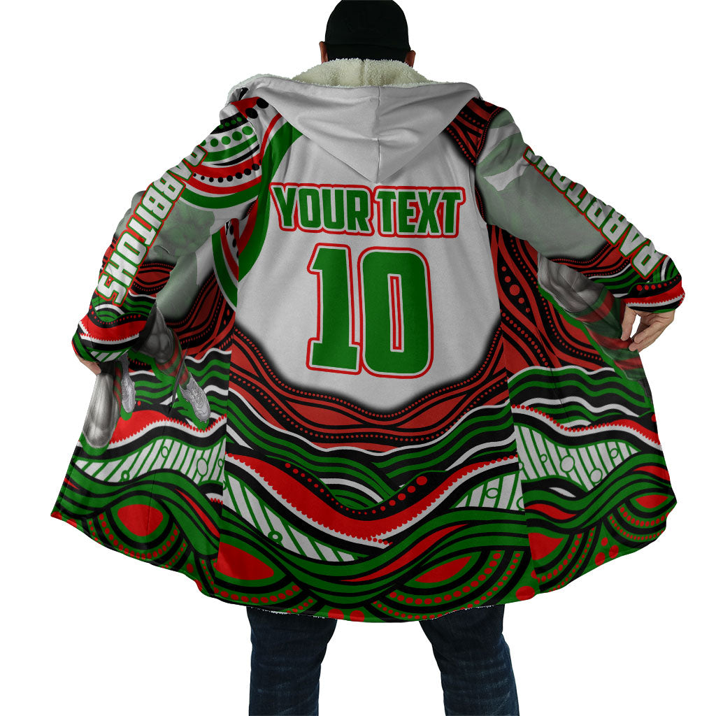 Personalized South Sydney Rabbitohs Cloak Aboriginal Dot Art - Dreamtime Rugby Mascot