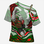 Personalized South Sydney Rabbitohs Cross Shoulder Shirt Aboriginal Dot Art - Dreamtime Rugby Mascot