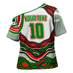 Personalized South Sydney Rabbitohs Cross Shoulder Shirt Aboriginal Dot Art - Dreamtime Rugby Mascot