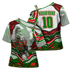 Personalized South Sydney Rabbitohs Cross Shoulder Shirt Aboriginal Dot Art - Dreamtime Rugby Mascot