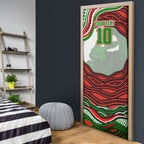Personalized South Sydney Rabbitohs Door Cover Aboriginal Dot Art - Dreamtime Rugby Mascot