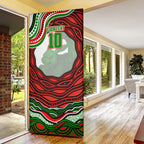 Personalized South Sydney Rabbitohs Door Cover Aboriginal Dot Art - Dreamtime Rugby Mascot