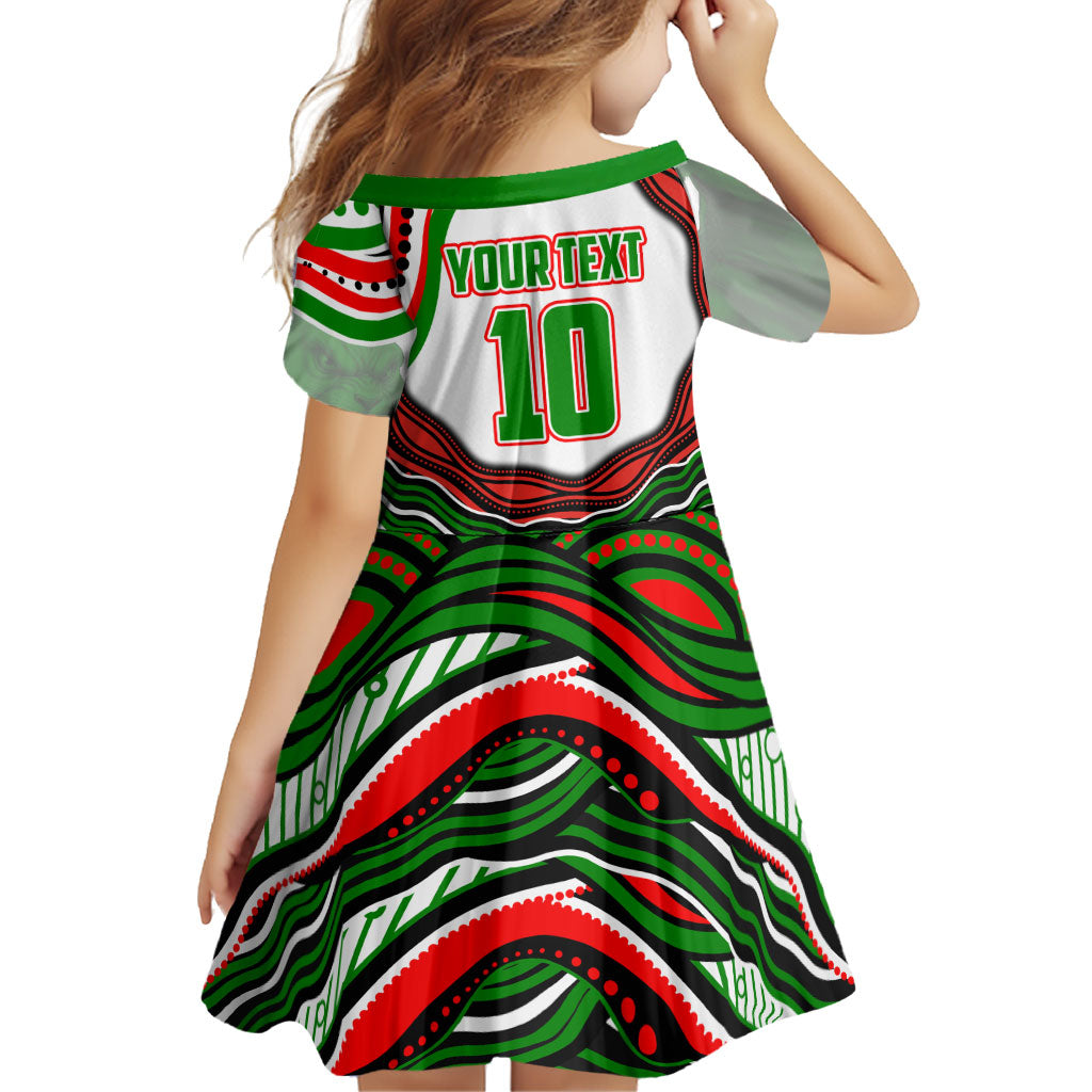 Personalized South Sydney Rabbitohs Family Matching Long Sleeve Bodycon Dress and Hawaiian Shirt Aboriginal Dot Art - Dreamtime Rugby Mascot