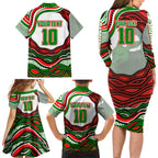 Personalized South Sydney Rabbitohs Family Matching Long Sleeve Bodycon Dress and Hawaiian Shirt Aboriginal Dot Art - Dreamtime Rugby Mascot