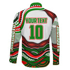 Personalized South Sydney Rabbitohs Family Matching Long Sleeve Bodycon Dress and Hawaiian Shirt Aboriginal Dot Art - Dreamtime Rugby Mascot