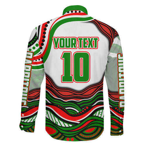 Personalized South Sydney Rabbitohs Family Matching Mermaid Dress and Hawaiian Shirt Aboriginal Dot Art - Dreamtime Rugby Mascot