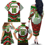 Personalized South Sydney Rabbitohs Family Matching Off The Shoulder Long Sleeve Dress and Hawaiian Shirt Aboriginal Dot Art - Dreamtime Rugby Mascot