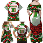 Personalized South Sydney Rabbitohs Family Matching Off Shoulder Maxi Dress and Hawaiian Shirt Aboriginal Dot Art - Dreamtime Rugby Mascot