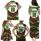 Personalized South Sydney Rabbitohs Family Matching Puletasi and Hawaiian Shirt Aboriginal Dot Art - Dreamtime Rugby Mascot