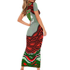 Personalized South Sydney Rabbitohs Family Matching Short Sleeve Bodycon Dress and Hawaiian Shirt Aboriginal Dot Art - Dreamtime Rugby Mascot
