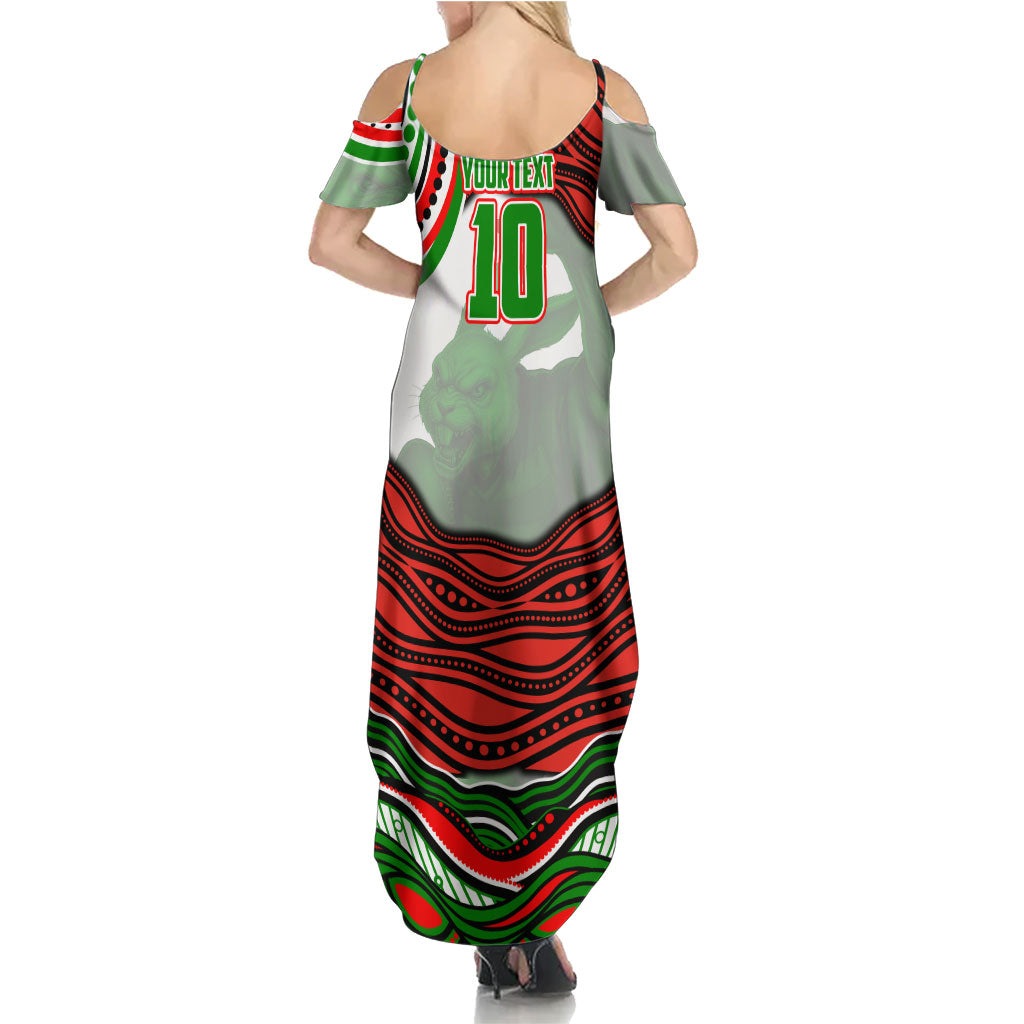 Personalized South Sydney Rabbitohs Family Matching Summer Maxi Dress and Hawaiian Shirt Aboriginal Dot Art - Dreamtime Rugby Mascot