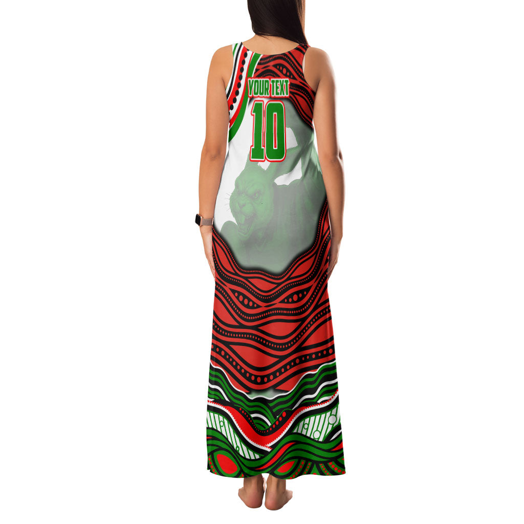 Personalized South Sydney Rabbitohs Family Matching Tank Maxi Dress and Hawaiian Shirt Aboriginal Dot Art - Dreamtime Rugby Mascot