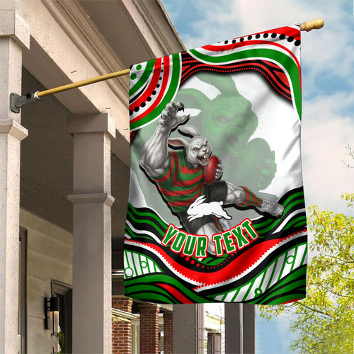 Personalized South Sydney Rabbitohs Garden Flag Aboriginal Dot Art - Dreamtime Rugby Mascot