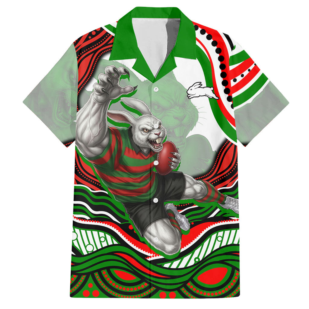 Personalized South Sydney Rabbitohs Hawaiian Shirt Aboriginal Dot Art - Dreamtime Rugby Mascot