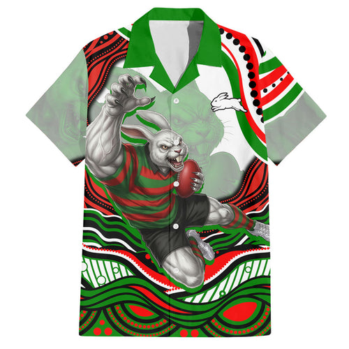 Personalized South Sydney Rabbitohs Hawaiian Shirt Aboriginal Dot Art - Dreamtime Rugby Mascot