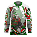 Personalized South Sydney Rabbitohs Hockey Jersey Aboriginal Dot Art - Dreamtime Rugby Mascot