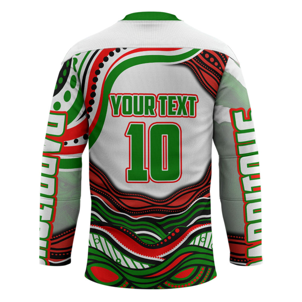 Personalized South Sydney Rabbitohs Hockey Jersey Aboriginal Dot Art - Dreamtime Rugby Mascot