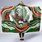 Personalized South Sydney Rabbitohs Hooded Blanket Aboriginal Dot Art - Dreamtime Rugby Mascot
