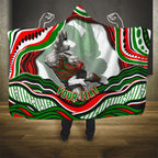 Personalized South Sydney Rabbitohs Hooded Blanket Aboriginal Dot Art - Dreamtime Rugby Mascot