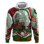 Personalized South Sydney Rabbitohs Hoodie Aboriginal Dot Art - Dreamtime Rugby Mascot