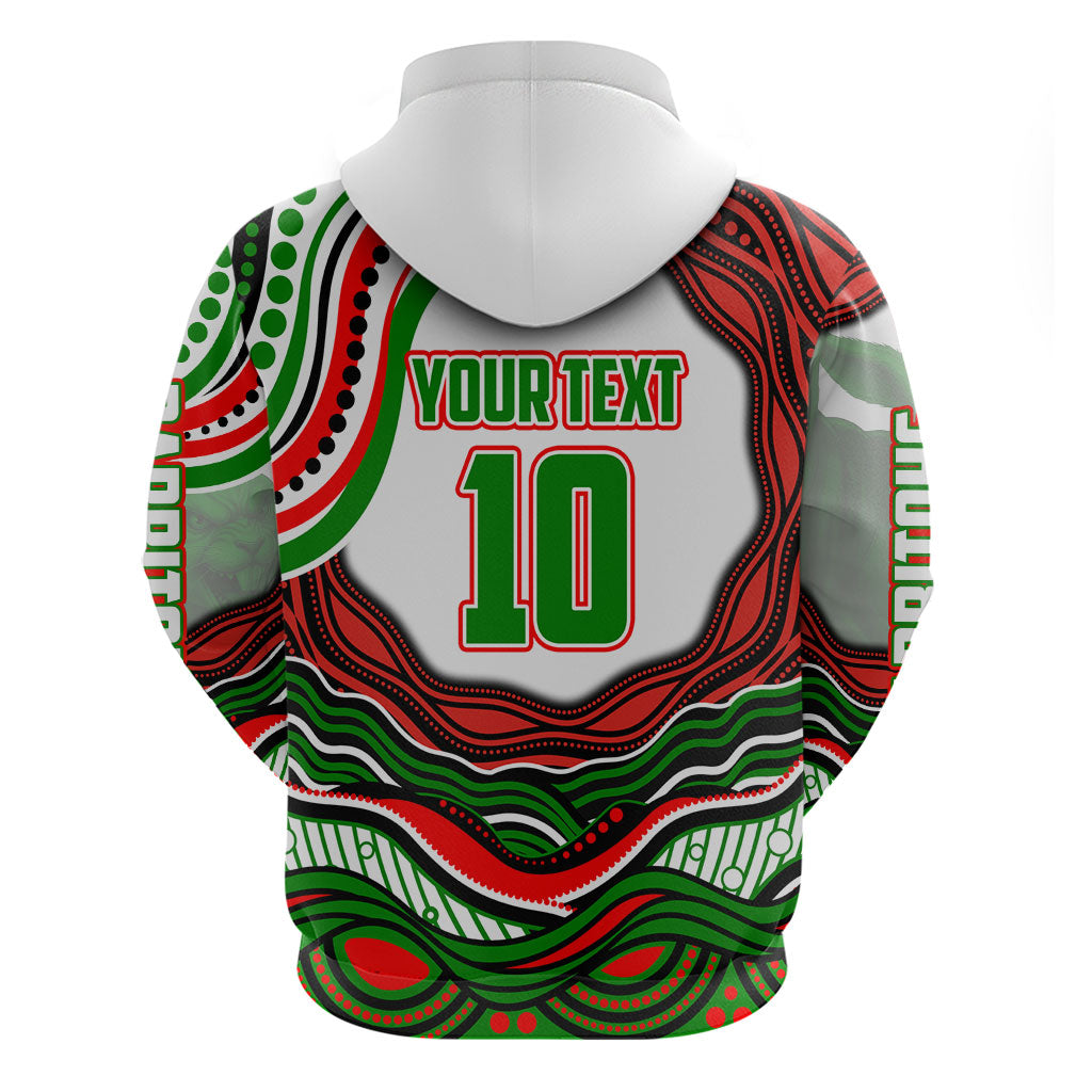 Personalized South Sydney Rabbitohs Hoodie Aboriginal Dot Art - Dreamtime Rugby Mascot