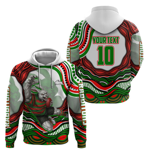 Personalized South Sydney Rabbitohs Hoodie Aboriginal Dot Art - Dreamtime Rugby Mascot