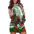 Personalized South Sydney Rabbitohs Hoodie Dress Aboriginal Dot Art - Dreamtime Rugby Mascot
