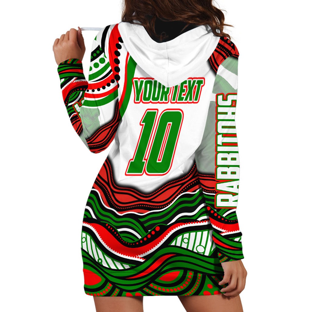 Personalized South Sydney Rabbitohs Hoodie Dress Aboriginal Dot Art - Dreamtime Rugby Mascot