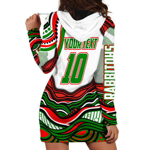 Personalized South Sydney Rabbitohs Hoodie Dress Aboriginal Dot Art - Dreamtime Rugby Mascot