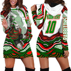 Personalized South Sydney Rabbitohs Hoodie Dress Aboriginal Dot Art - Dreamtime Rugby Mascot