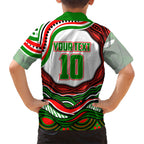Personalized South Sydney Rabbitohs Kid Hawaiian Shirt Aboriginal Dot Art - Dreamtime Rugby Mascot