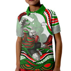 Personalized South Sydney Rabbitohs Kid Polo Shirt Aboriginal Dot Art - Dreamtime Rugby Mascot