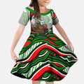 Personalized South Sydney Rabbitohs Kid Short Sleeve Dress Aboriginal Dot Art - Dreamtime Rugby Mascot