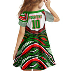 Personalized South Sydney Rabbitohs Kid Short Sleeve Dress Aboriginal Dot Art - Dreamtime Rugby Mascot