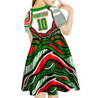 Personalized South Sydney Rabbitohs Kid Short Sleeve Dress Aboriginal Dot Art - Dreamtime Rugby Mascot