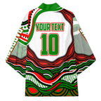 Personalized South Sydney Rabbitohs Kimono Aboriginal Dot Art - Dreamtime Rugby Mascot