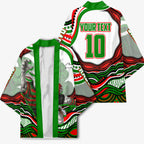 Personalized South Sydney Rabbitohs Kimono Aboriginal Dot Art - Dreamtime Rugby Mascot