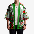 Personalized South Sydney Rabbitohs Kimono Aboriginal Dot Art - Dreamtime Rugby Mascot